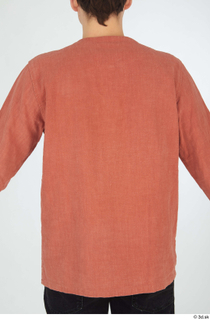 Brett casual dressed orange linen shirt upper body 0005.jpg